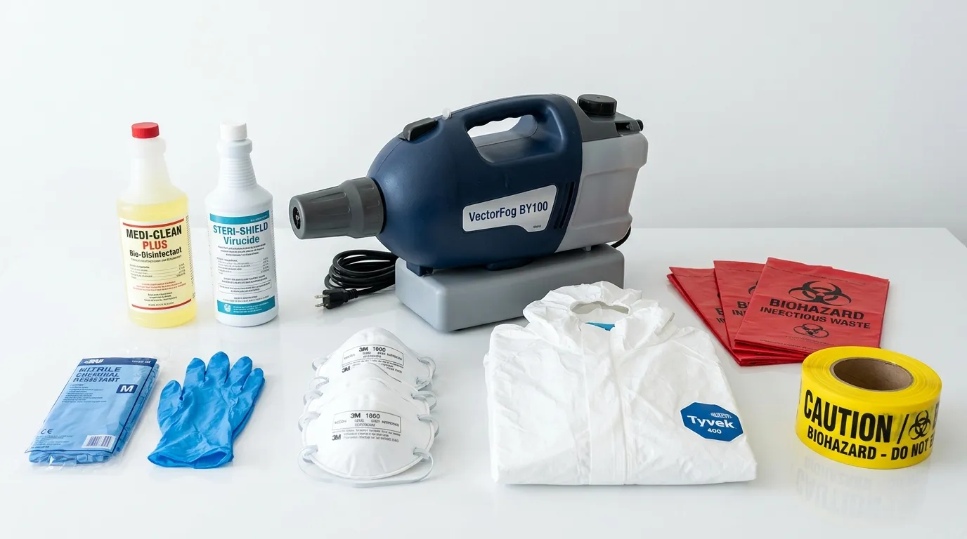 Professional biohazard remediation crew working in Aventura